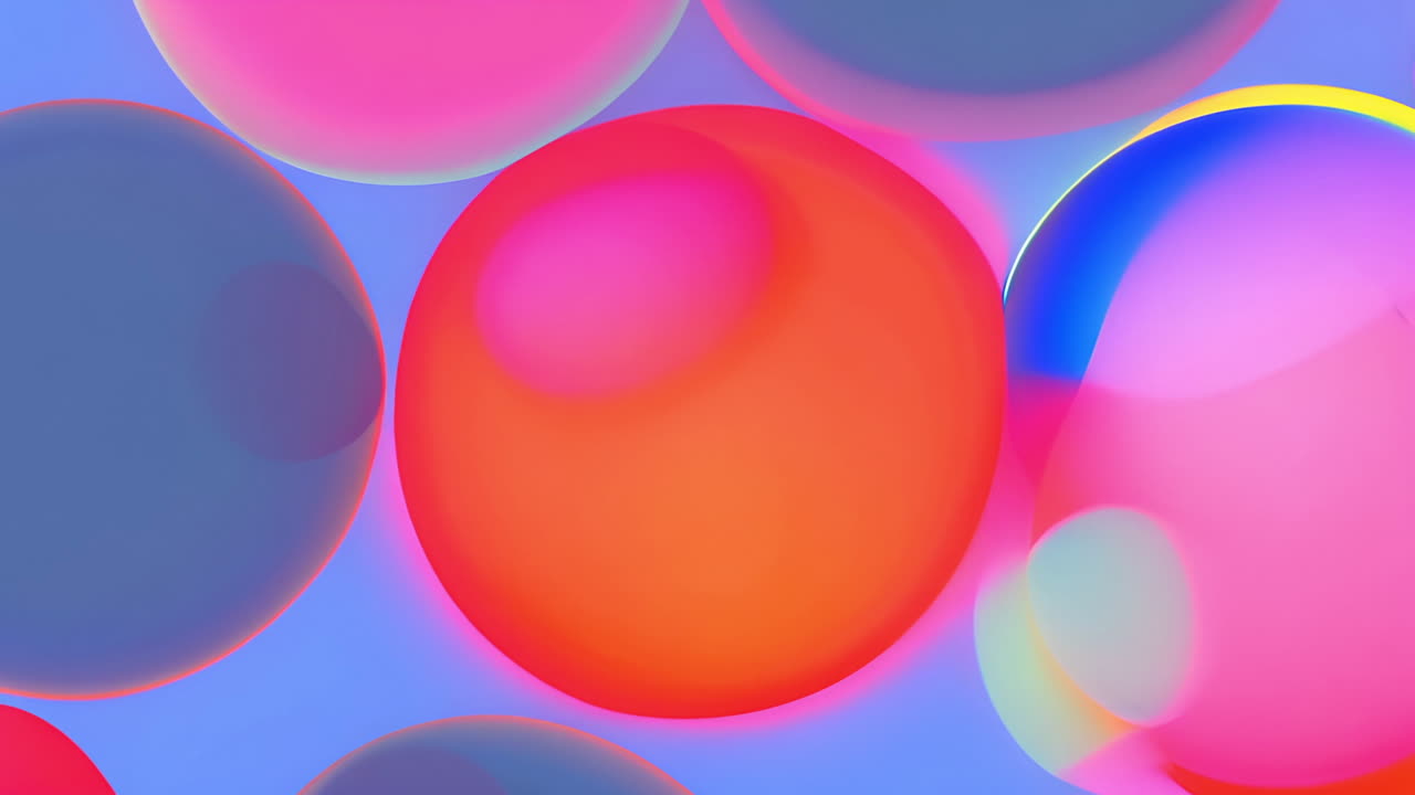 Colorful floating spheres animation over blue background