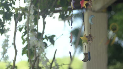 beautifull country house with wind bell's on the entrance.