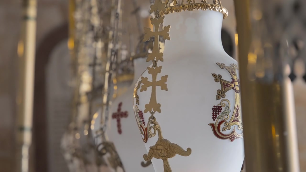 Religious candle holders hanging