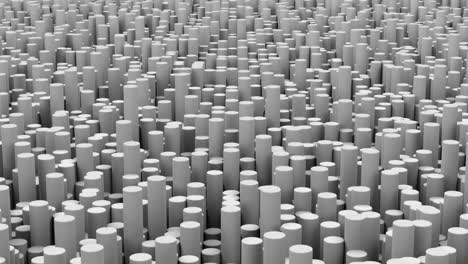 surface with gray cylinders close up animation background