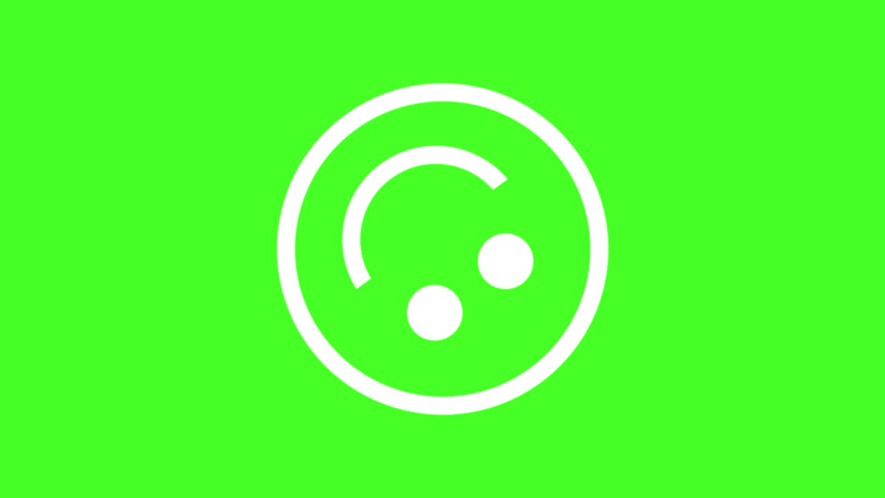 emoticon cara feliz girando en el medio con fondo de pantalla verde 4k