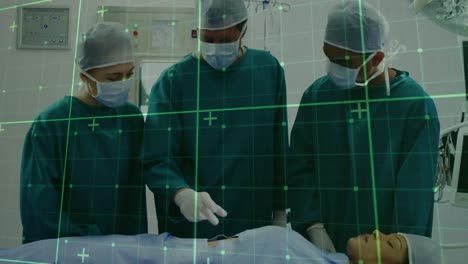 animación del procesamiento de datos sobre diversos médicos durante la cirugía