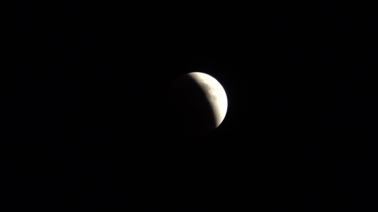 Partial Lunar Eclipse in Dark Night Sky