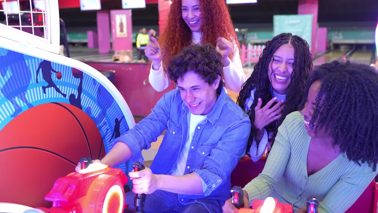Friends Enjoying Arcade Games