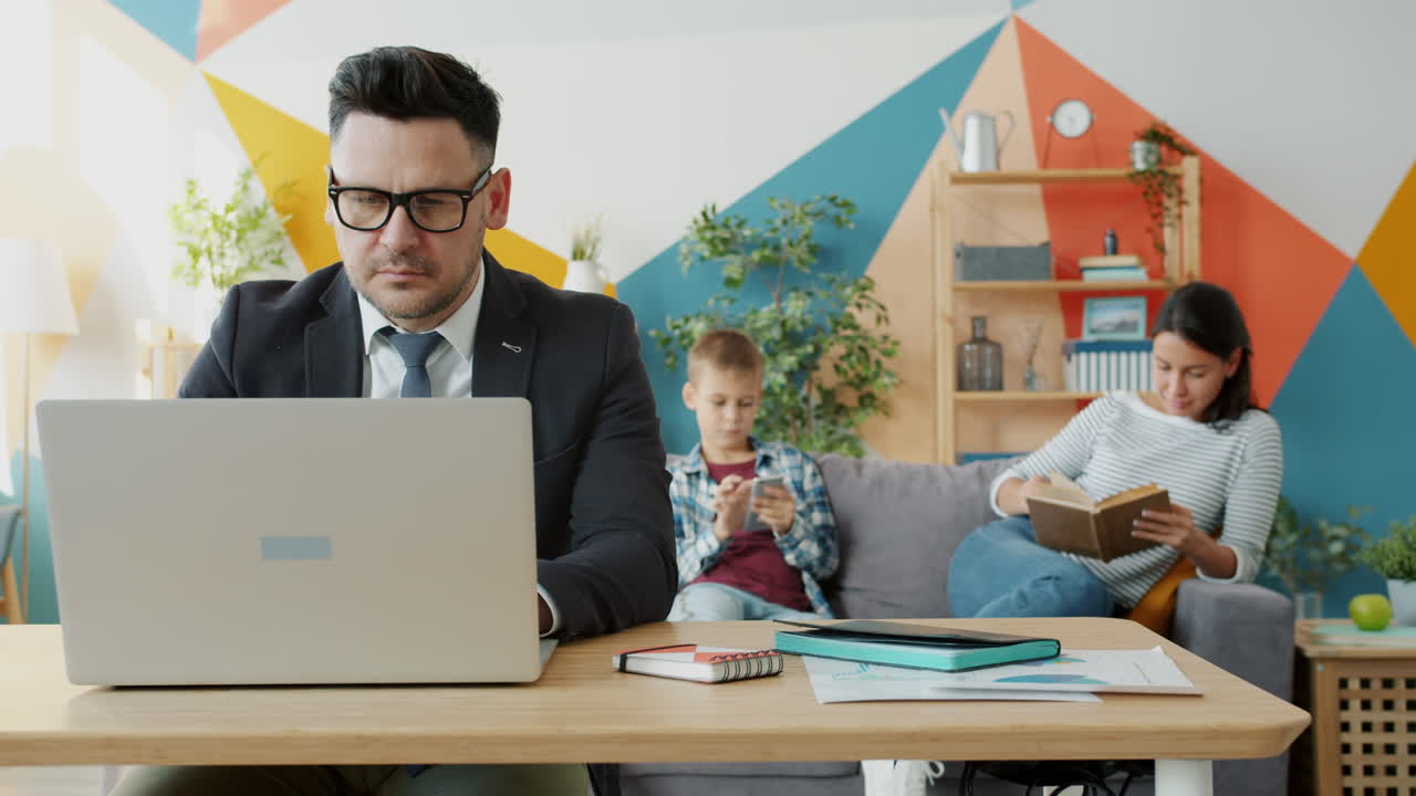 Family Multitasking at Home Office