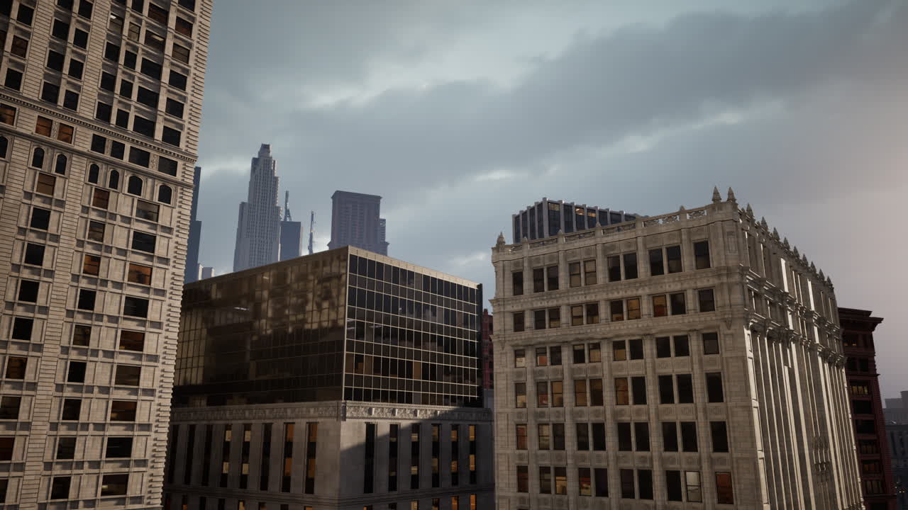 여름 날씨 금융 다운타운의 도시 풍경