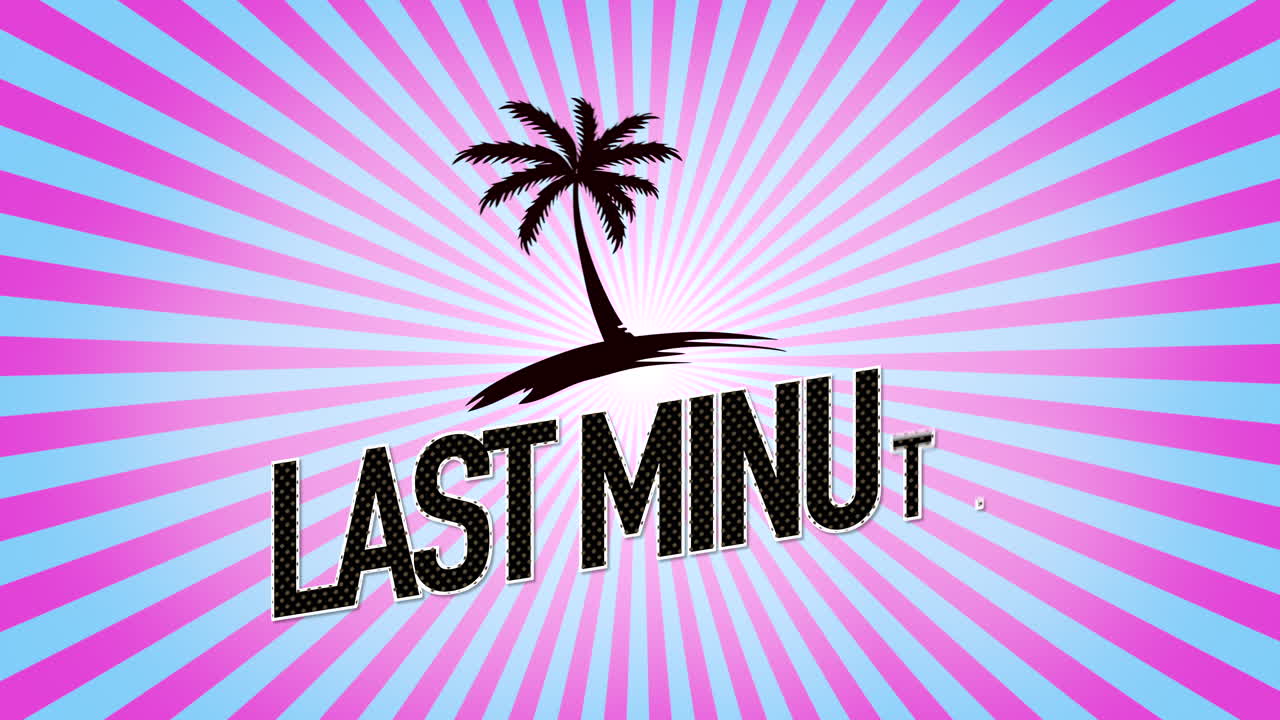 Last Minute offer with sun and palm on rays texture