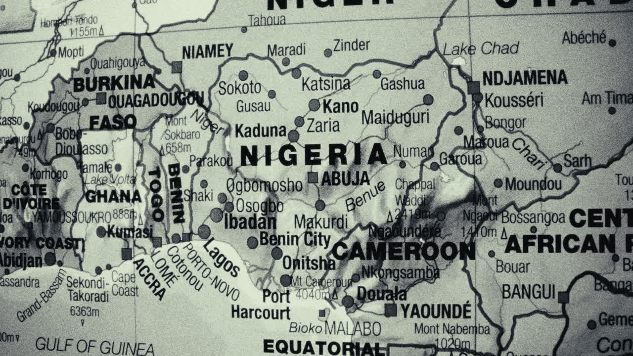 Map of West and Central Africa showing countries and major cities