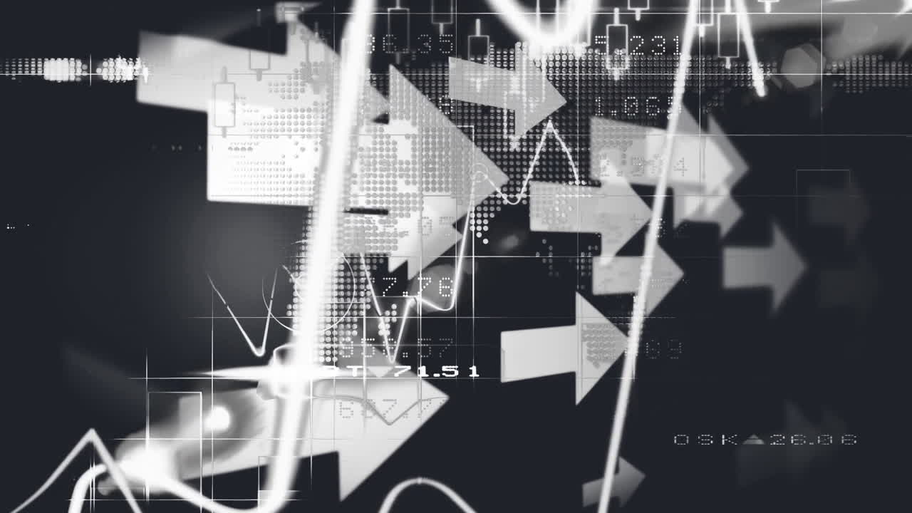 검은 바탕의 데이터와 함께 오른쪽으로 가리키는 화살표