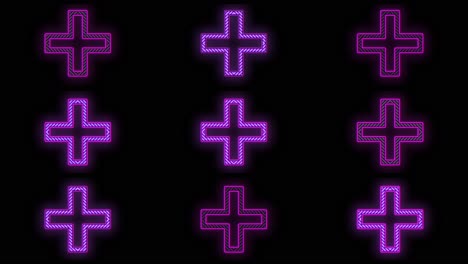 purple plus icons pattern in rows on black gradient