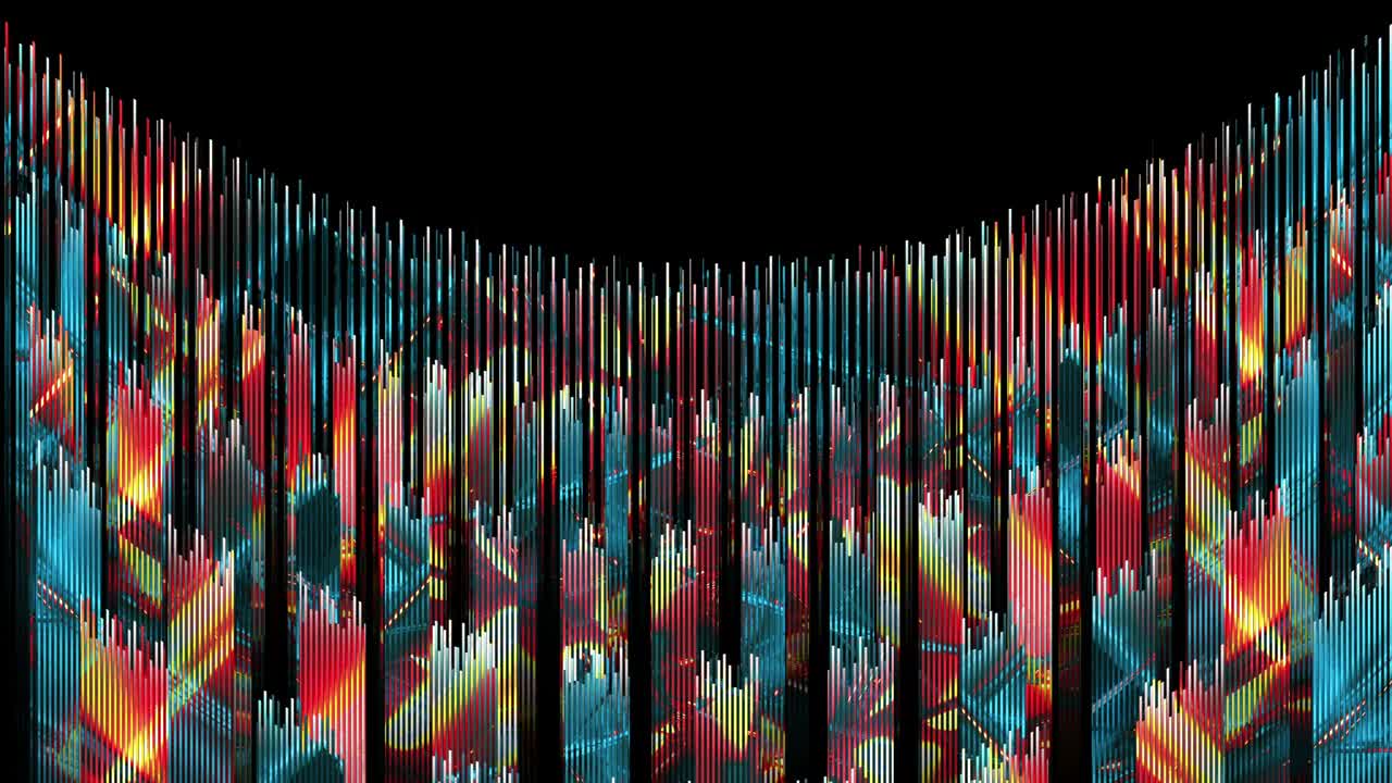 el arco de la pared. rayas multicolores sobre un fondo negro.