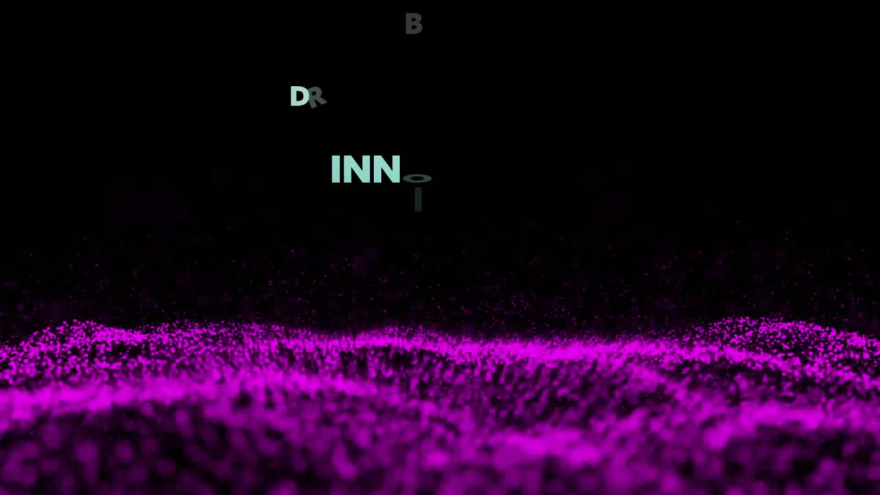 animación de texto y procesamiento de datos empresariales sobre el cerebro humano y la malla púrpura