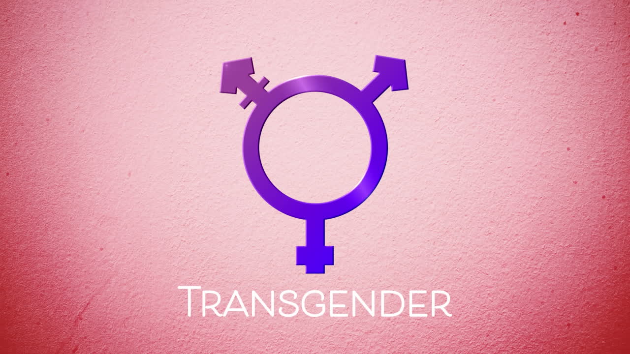 animación de texto transgénero sobre símbolo transgénero