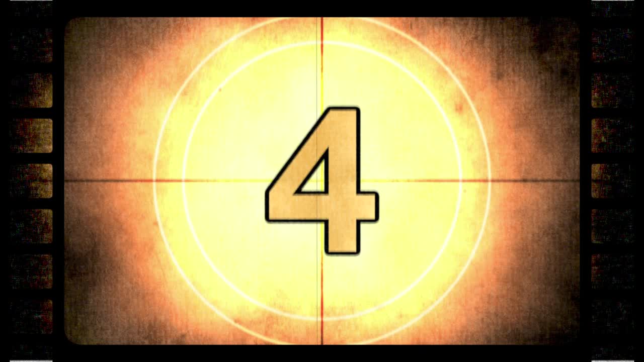 Retro yellow film countdown in 90s style