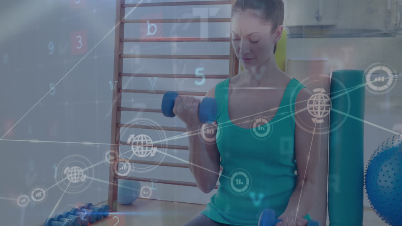 compuesto de texto de advertencia de ataque cibernético y procesamiento de datos sobre el ejercicio de la mujer