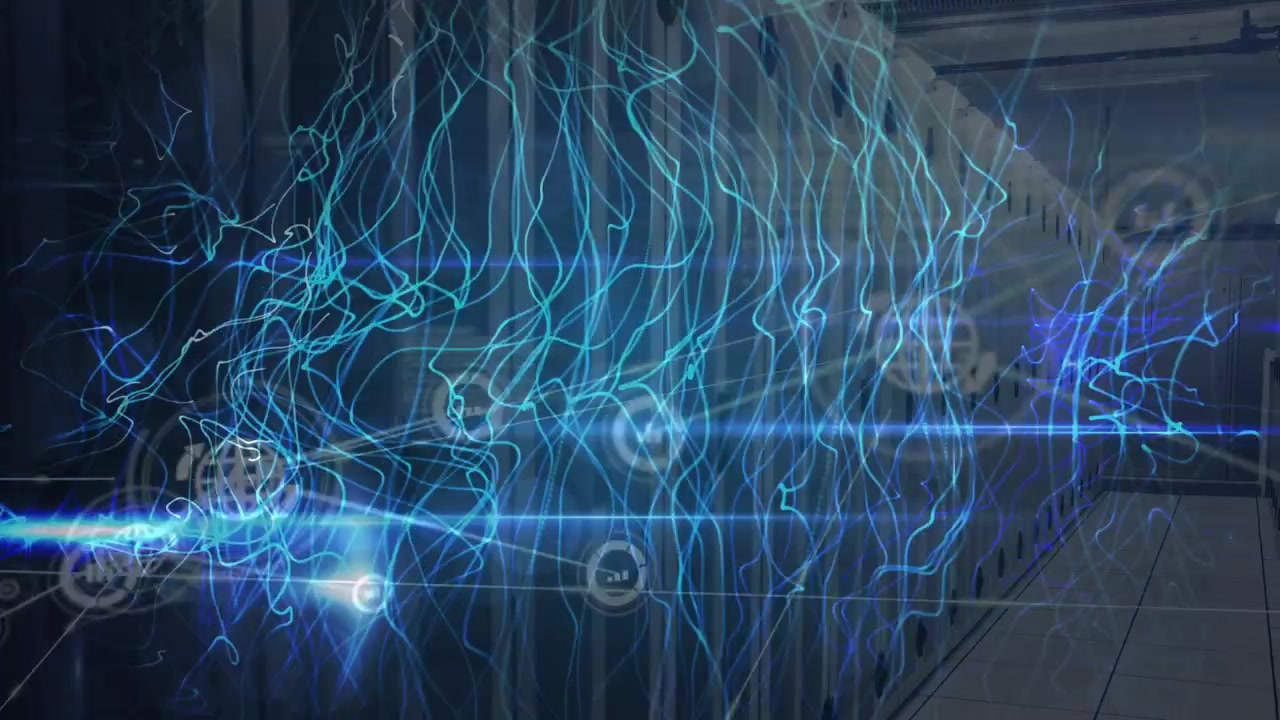 Digital Data Network Visualization in a Server Room