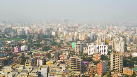 Antena:-Distrito-Residencial-De-La-Ciudad-De-Dhaka-Densamente-Poblado,-Capital-De-Bangladesh