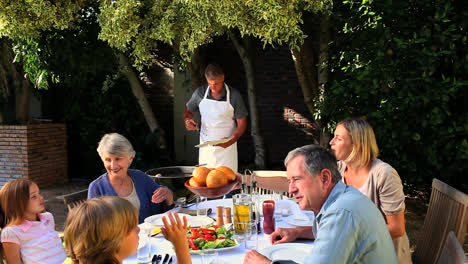 barbacoa familiar en el jardín