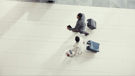 airport top view, business people travel