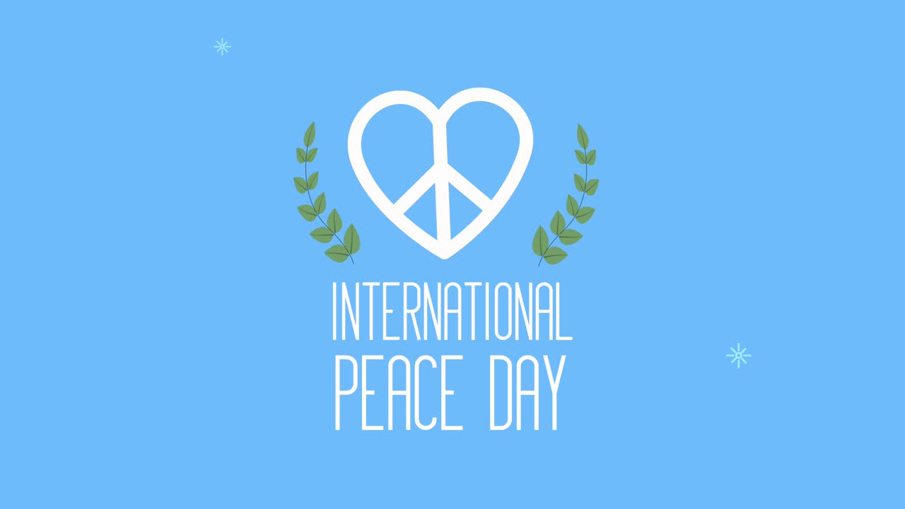 국제평화의 날: 심장과 꽃줄이 새겨진 글자