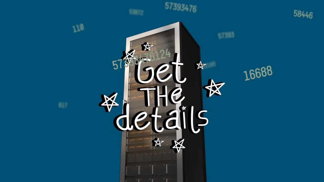 컴퓨터 서버를 통해 세부 사항 텍스트 및 숫자를 얻는 애니메이션