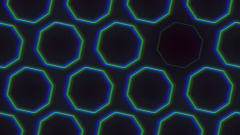 an abstract design featuring black circles arranged in a hexagonal pattern, emitting a radiant blue glow, creating a visually striking and mesmerizing geometric composition