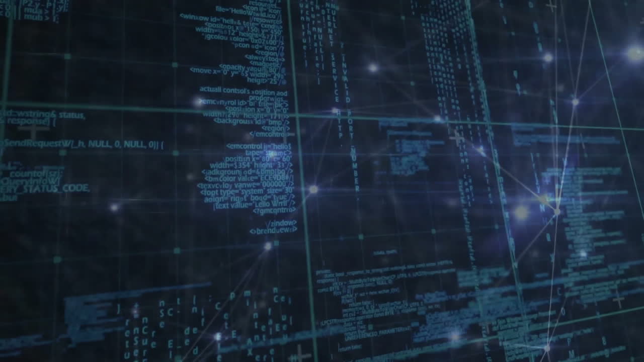 Animation of network of connections and data processing