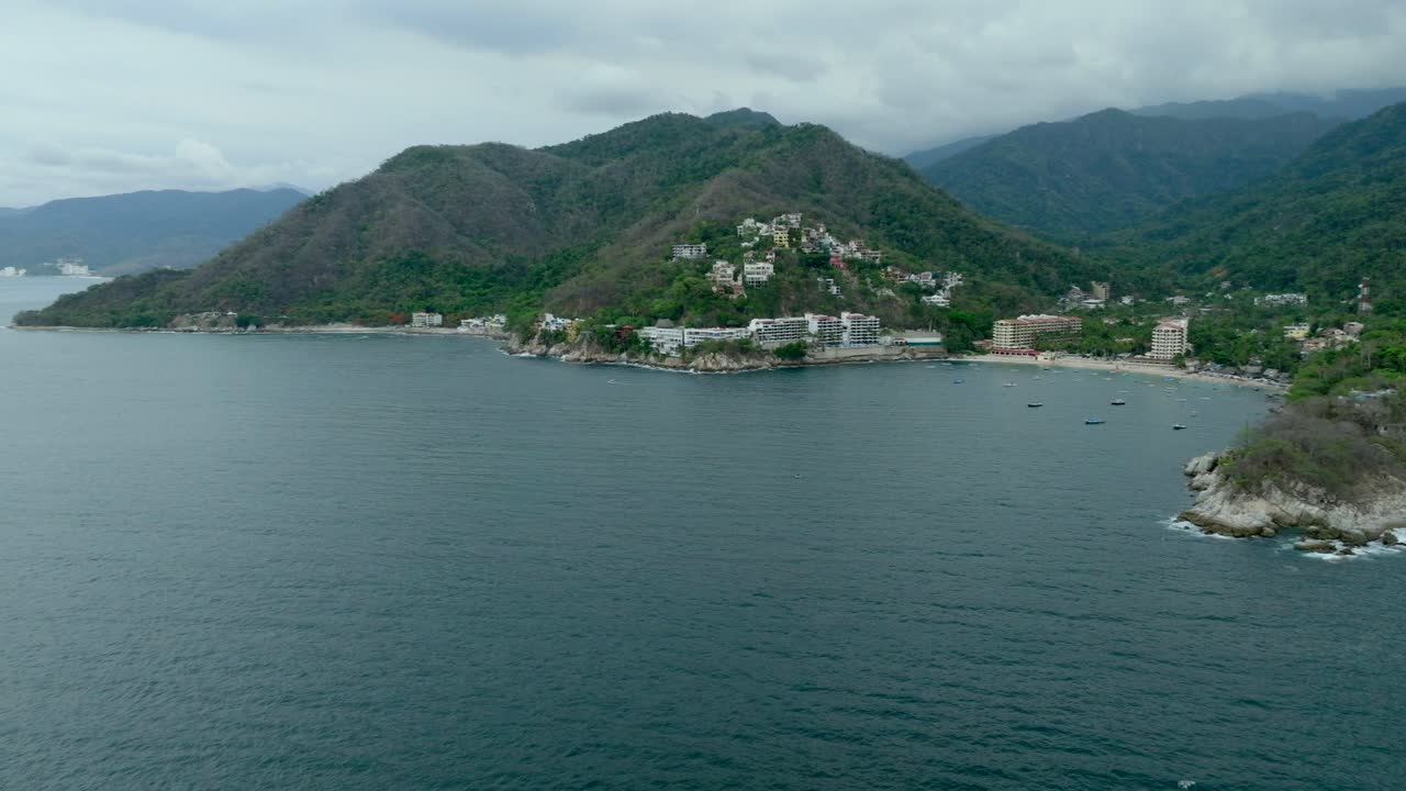 Mismaloya Beach, Hotels And Mountains In Puerto Vallarta, Mexico - Drone Shot