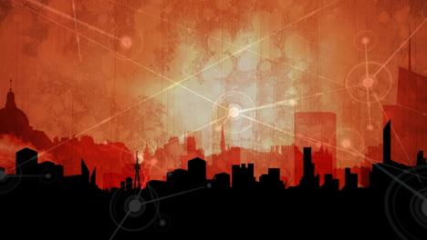 abstract line connection on night city background