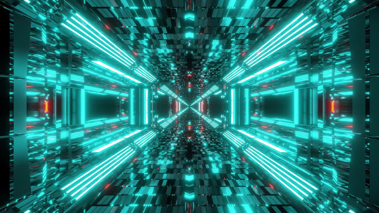 scifi tunnel corridor 3d illustration background wallpaper in futuristic reflective motion design loop