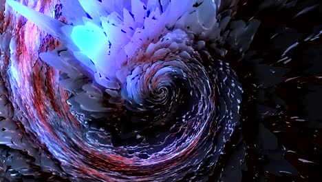 abstract explosion of a liquid changing texture in lilac tones, seamless loop. motion. rotating spiral shaped tornado.