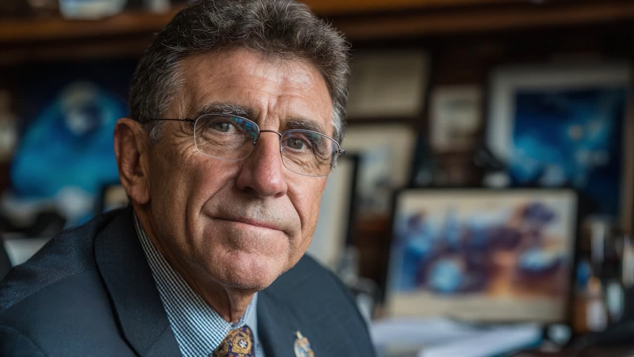 A thoughtful individual in a professional setting, showcasing a moment of contemplation in an office with artful background elements enhancing the thoughtful atmosphere