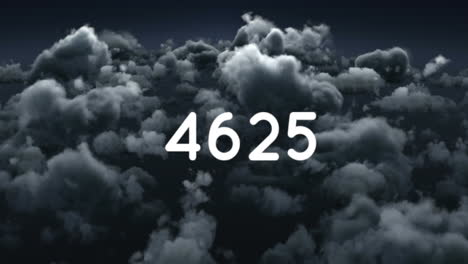 animation of counting numbers over clouds