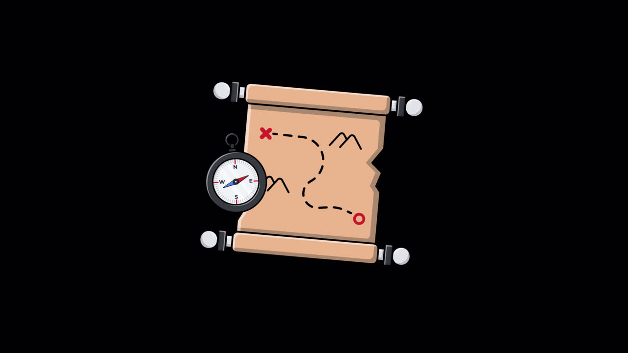 Animated Treasure Map and Compass for Adventure and Discovery
