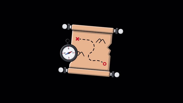 Animated Treasure Map and Compass for Adventure and Discovery