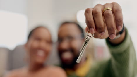 house keys, hands and couple face with real