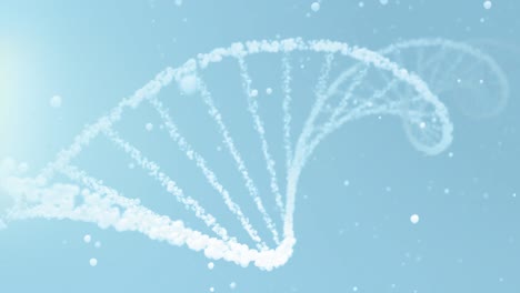 azul claro y blanco burbuja de agua cosmética dna y mrna belleza hélice bucle de fondo con gotas celulares y espacio de copia