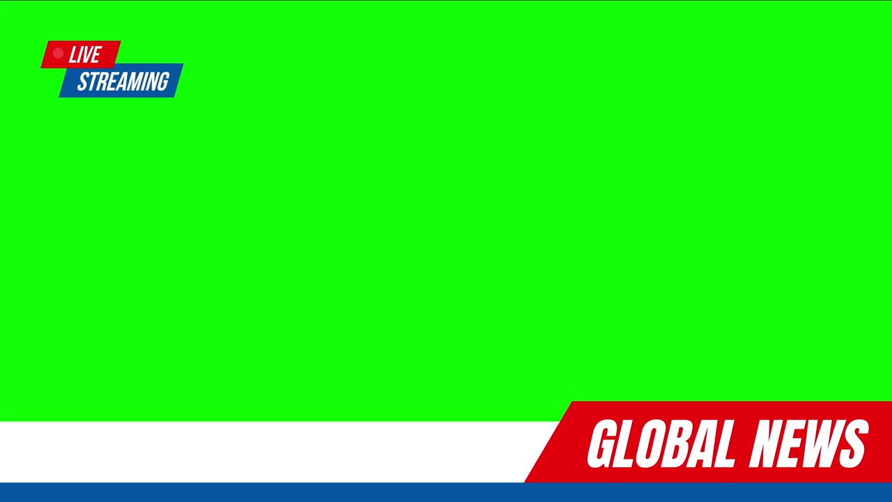 Green Screen with Live Streaming and Global News Lower Third Graphics