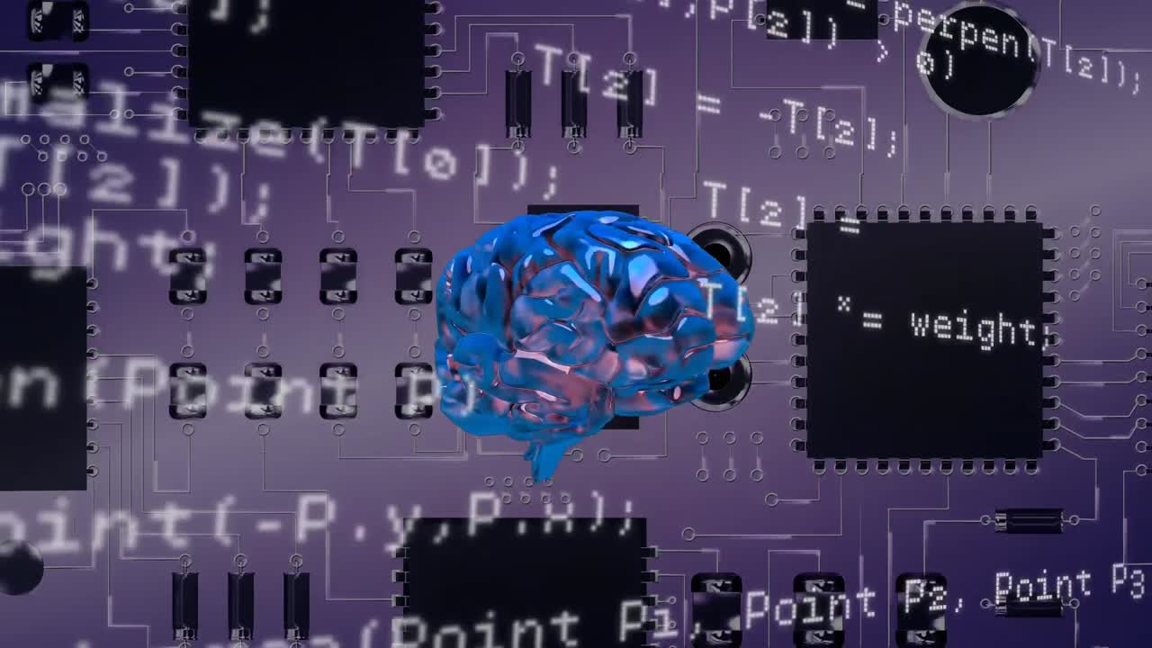 Glowing brain and computer circuit board