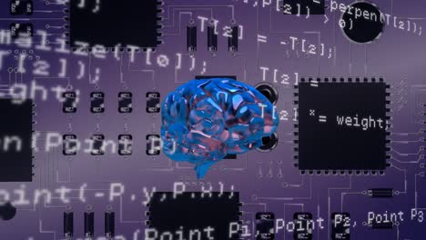 cerebro brillante y placa de circuito de computadora