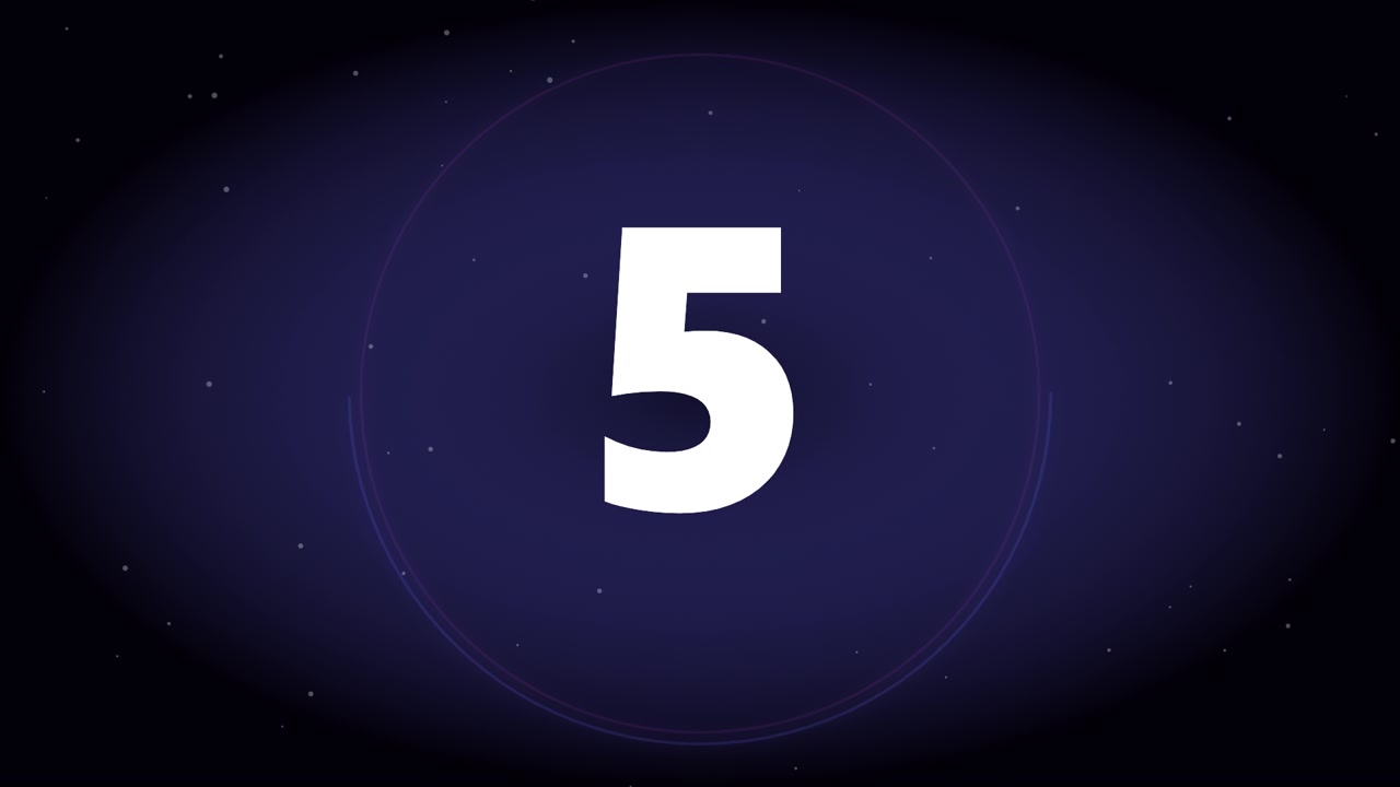 Digital Countdown Timer from Ten to Zero on Dark Background