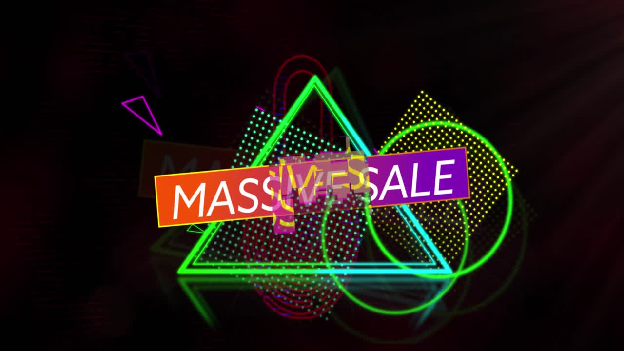 어두운 배경에 판매 텍스트와 함께 경고를 노래하는 눈의 애니메이션