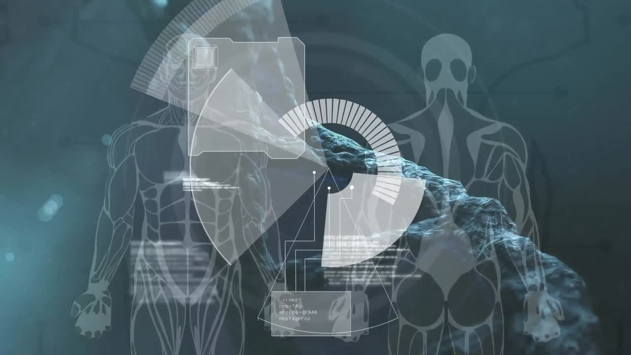 데이터 처리 및 인간 dna 스트랜드의 애니메이션.