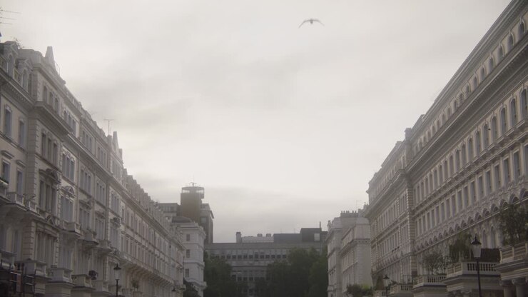 Inquadratura ampia di edifici bianchi a ovest di Londra
