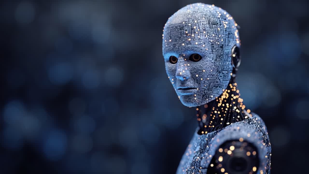 Uno straordinario essere cibernetico che incarna tecnologia avanzata e design futuristico, mostrando circuiti intricati e dettagli luminosi in un'esplorazione artistica dell'umanità e delle macchine