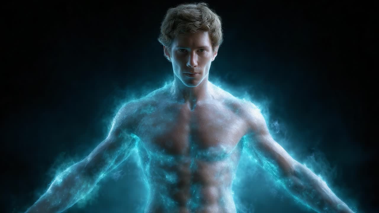 Transformative Energy: A Mystical Journey of a Luminous Figure Surrounded by Ethereal Light, Symbolizing Strength and Inner Power