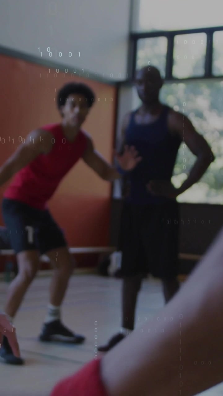 Vertical video: Green player starting drive, dribbling ball to lens to score during sports