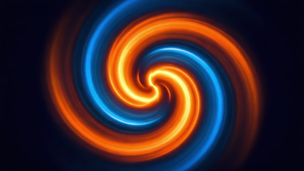 A Majestic Swirling Energy Pattern Featuring Dynamic Colors of Blue and Orange, Forming a Hypnotic Visual Display That Captivates the Imagination and Invites Exploration