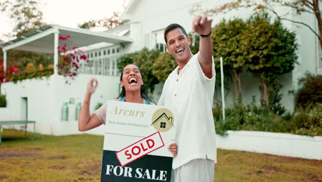 property, high five and a homeowner couple