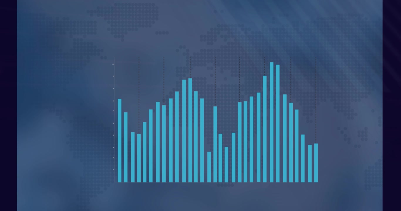 Animation of data processing over blue background
